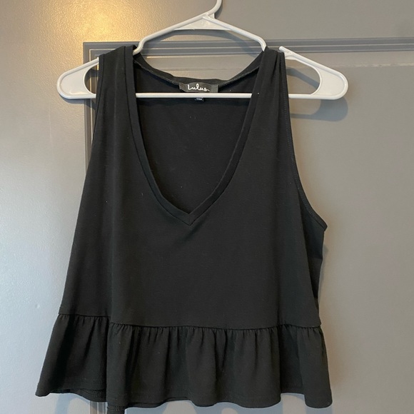 Lulus Tops - Lulu’s Ruffle Black Tank Top Size S